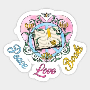 Peace Love Books Sticker